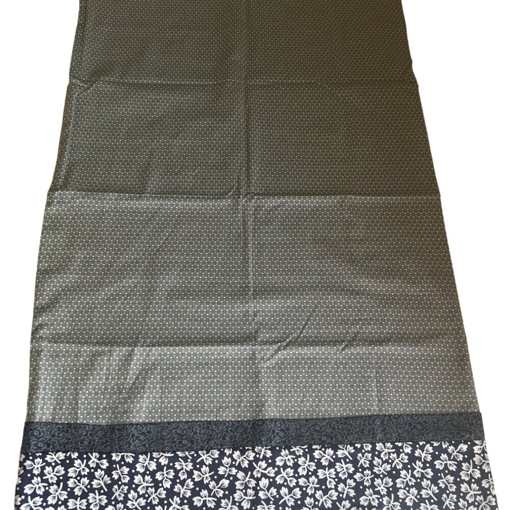 Handmade Navy & Gray Pillowcases With Contrasting Floral Pattern 29" x 19"